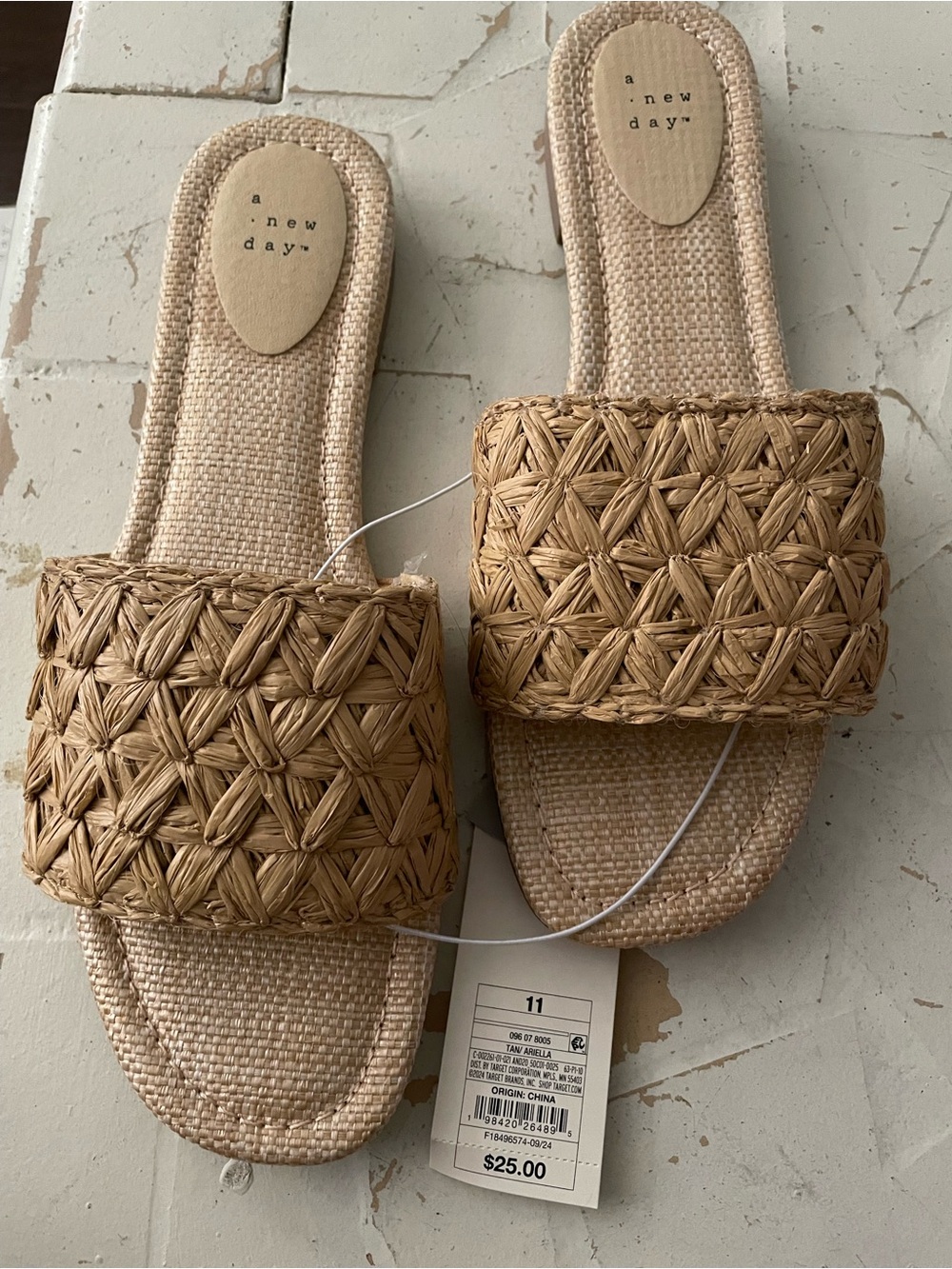 a new day Natural Woven Slide Sandals